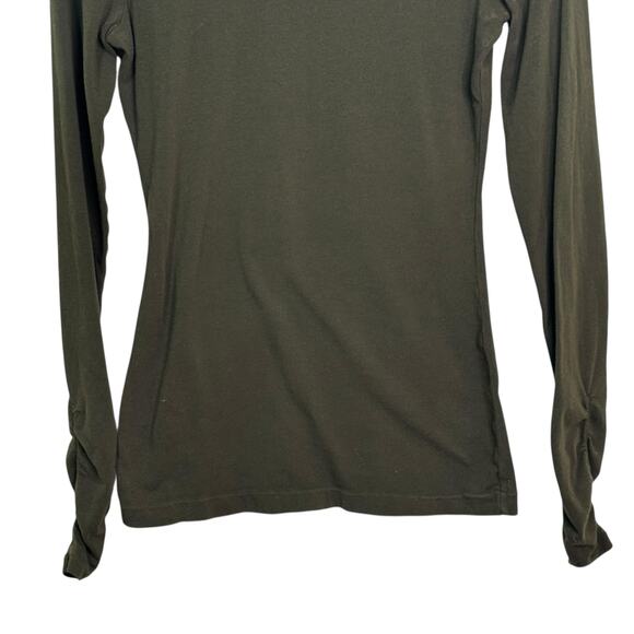 Ralph Lauren Rugby Size Small Army Green Ruched Long Sleeve Turtleneck Shirt - Picture 3 of 5